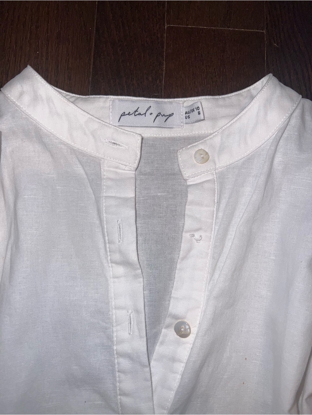 Petal & Pup White Tiered Button-Front Linen Blend Sharlett Mini Dress - Picture 2 of 2